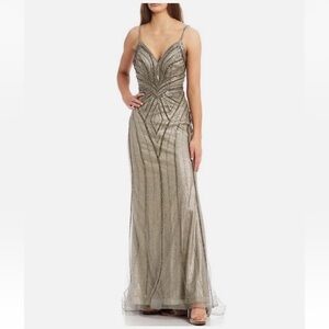 Gianni Bini Formal Beaded Gown Dress Sz 9 V-Neck Sleeveless Mermaid Maxi NWT